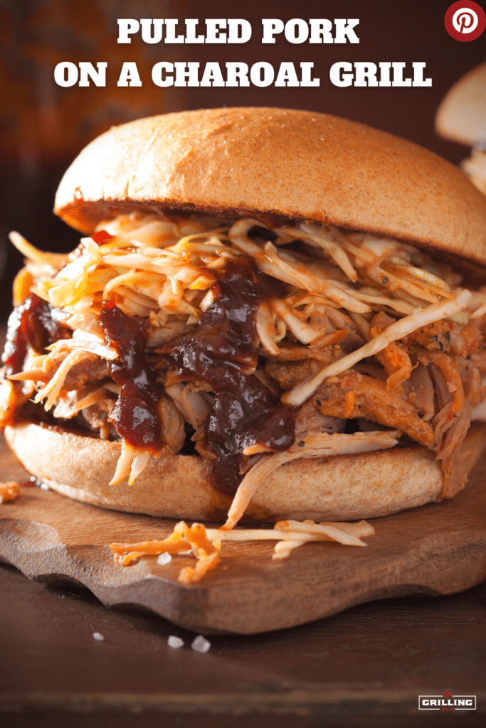 smoked pulled pork on a charcoal grill