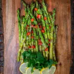 grilled asparagus with sliced lemon