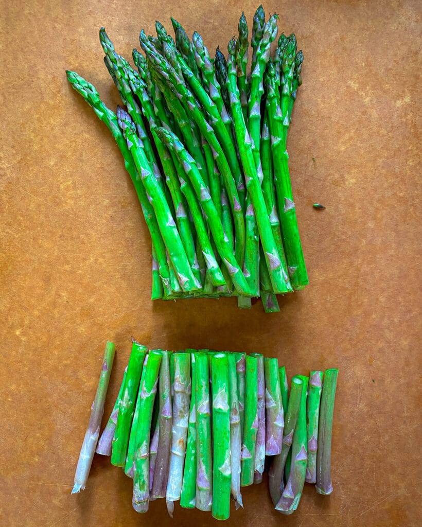raw asparagus with stems cut off