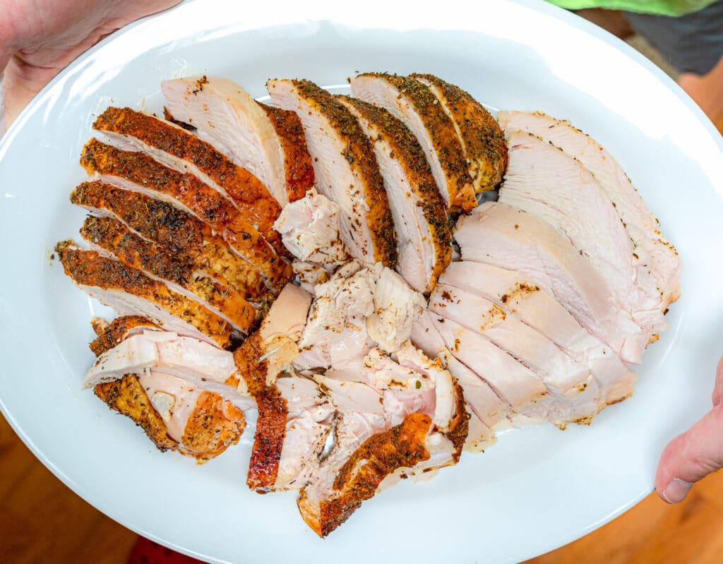 sliced turkey breast on a plate