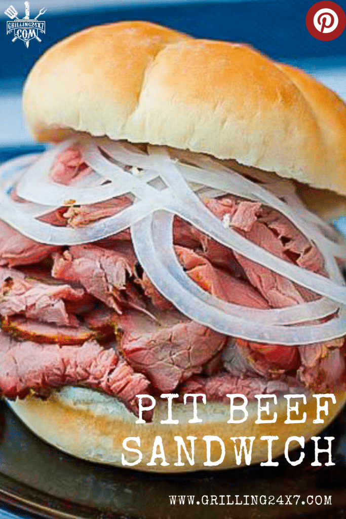 maryland style pit beef sandwich on the grill