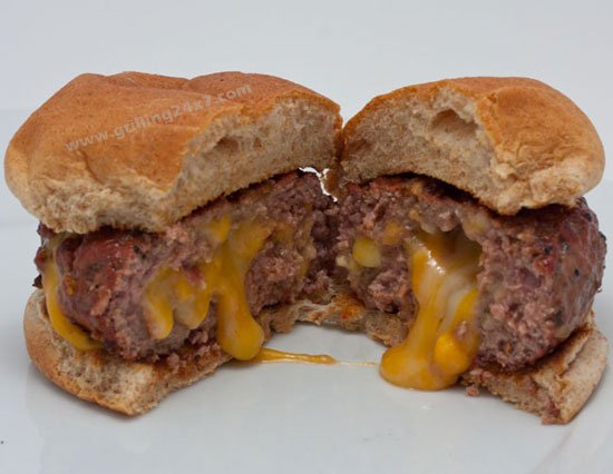 Cheese stuffed cheeseburgers - Grilling24x7