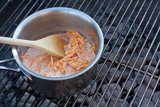 Grilling a cheese sauce