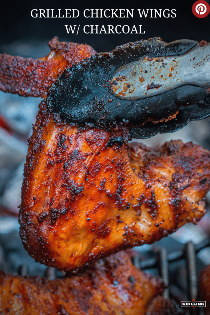 grilled whole chicken wings with charcoal