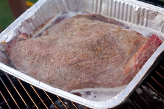 a beer bath for a brisket