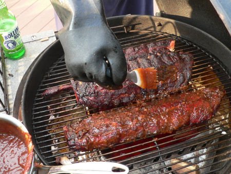 Smoking BBQ baby back ribs on a charcoal grill - Grilling24x7
