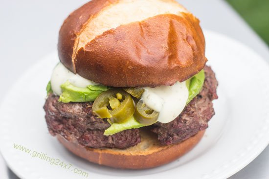 Avocado Ranch Burgers With Jalapeno Peppers - Grilling24x7.com