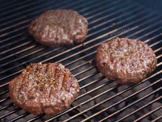 Juicy burgers on the grill