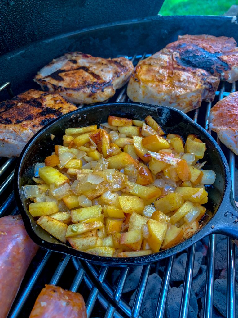 BBQ Pork Chops with Caramelized Apples