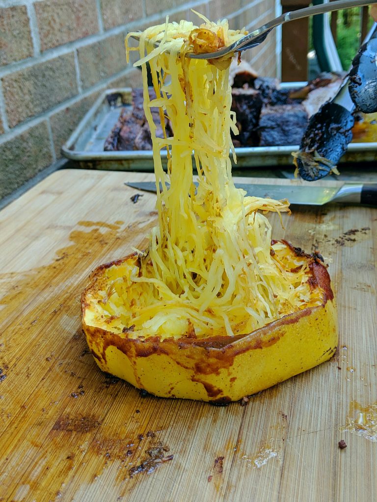 Grilled-Spaghetti-Squash-Fork-Pull