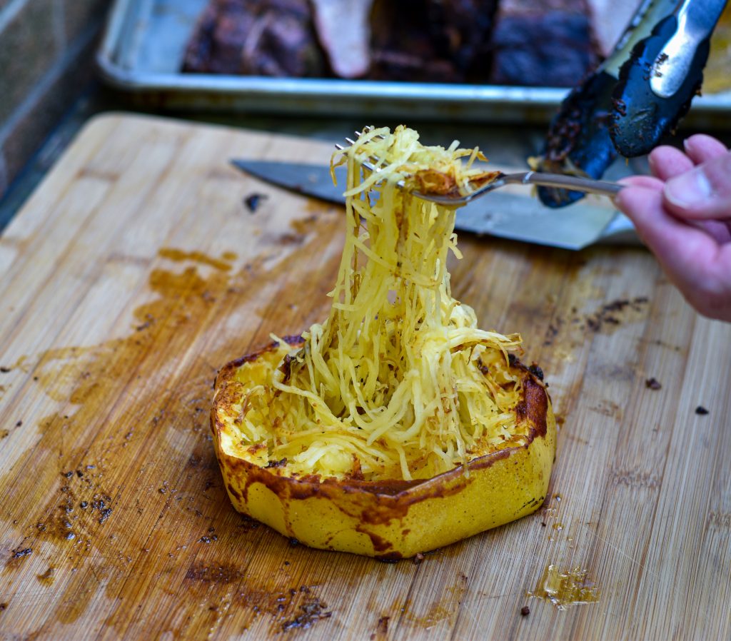 Grilled-spaghetti-squash-forked