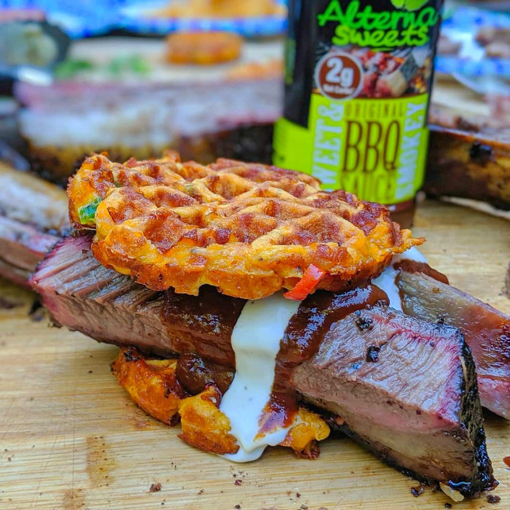 Jalapeno Cheddar cornbread Chaffle with beef ribs