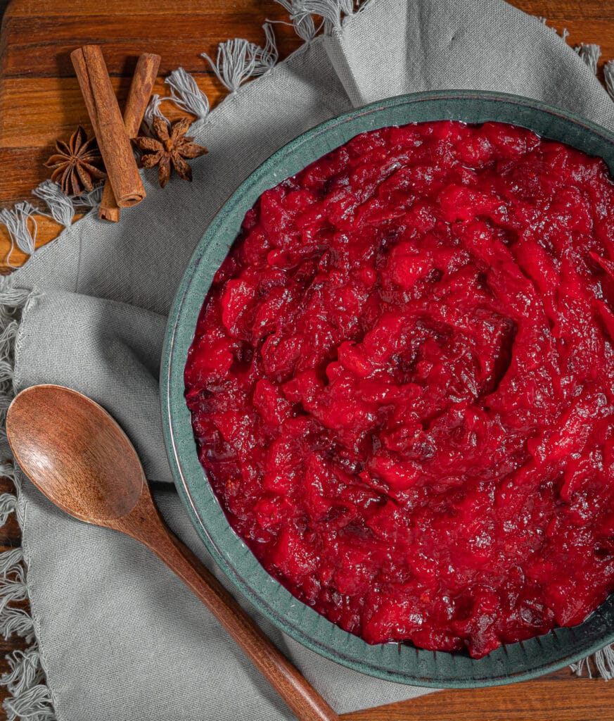 cranberry apple chutney with cinnamon and star anise 