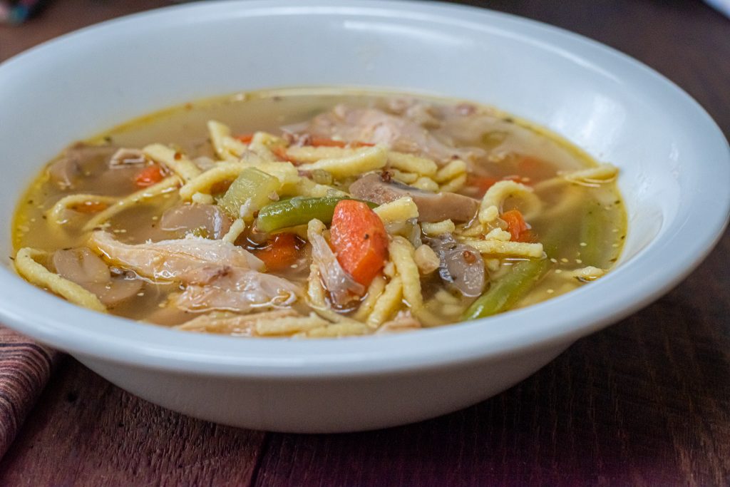 Chicken & Spätzle soup with mixed veggies