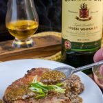 Jameson Irish whiskey mustard glaze over cast iron pork chops