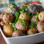 roasted New Potatoes topped with fresh sliced scallions