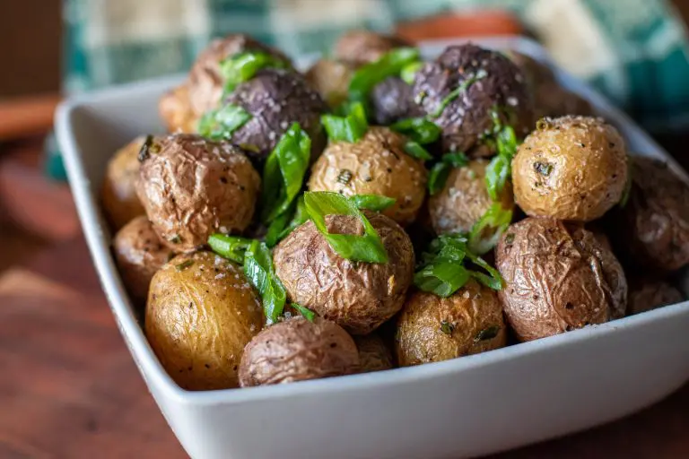 roasted New Potatoes topped with fresh sliced scallions