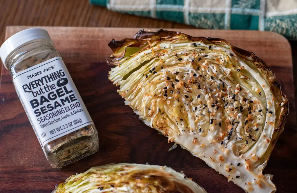 Roasted Sheet pan Cabbage with trader joes everything but the bagel seasoning