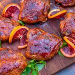 blood orange glaze on pellet grill smoked chicken thighs