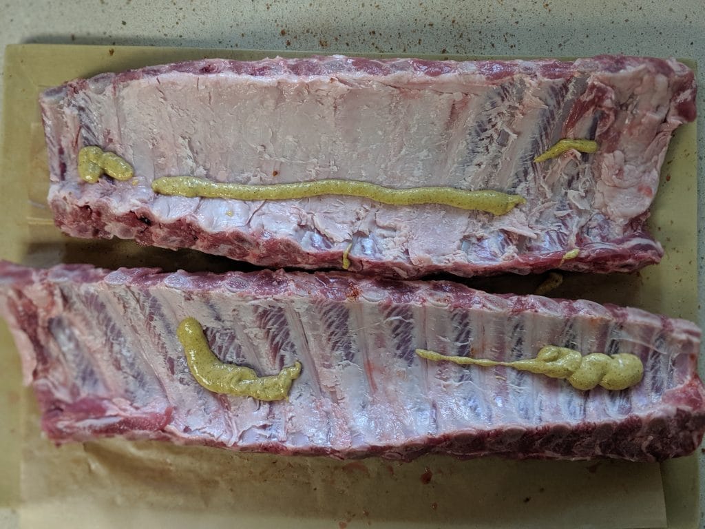 raw ribs with Dijon Mustard