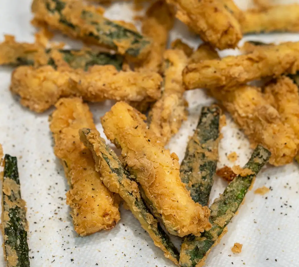 zucchini fries cooked in a dutch oven