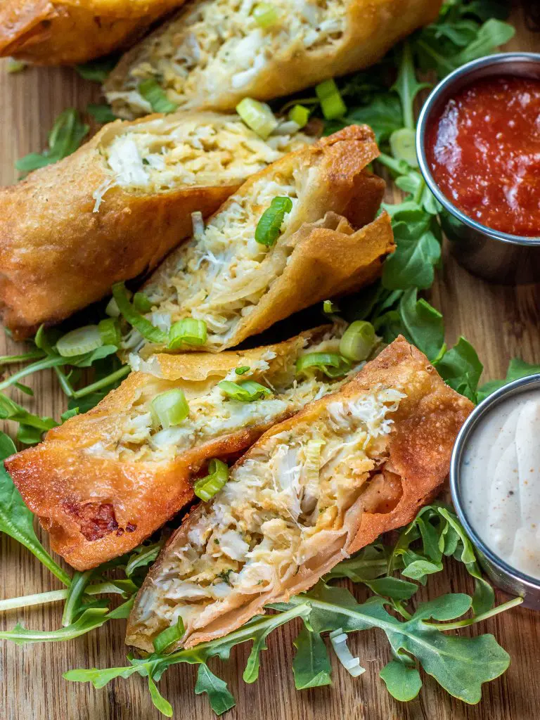 Crab cake egg rolls with old bay aioli