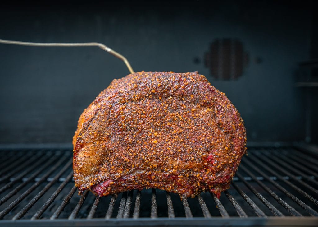 smoking a prime rib in a camp chef pellet smoker