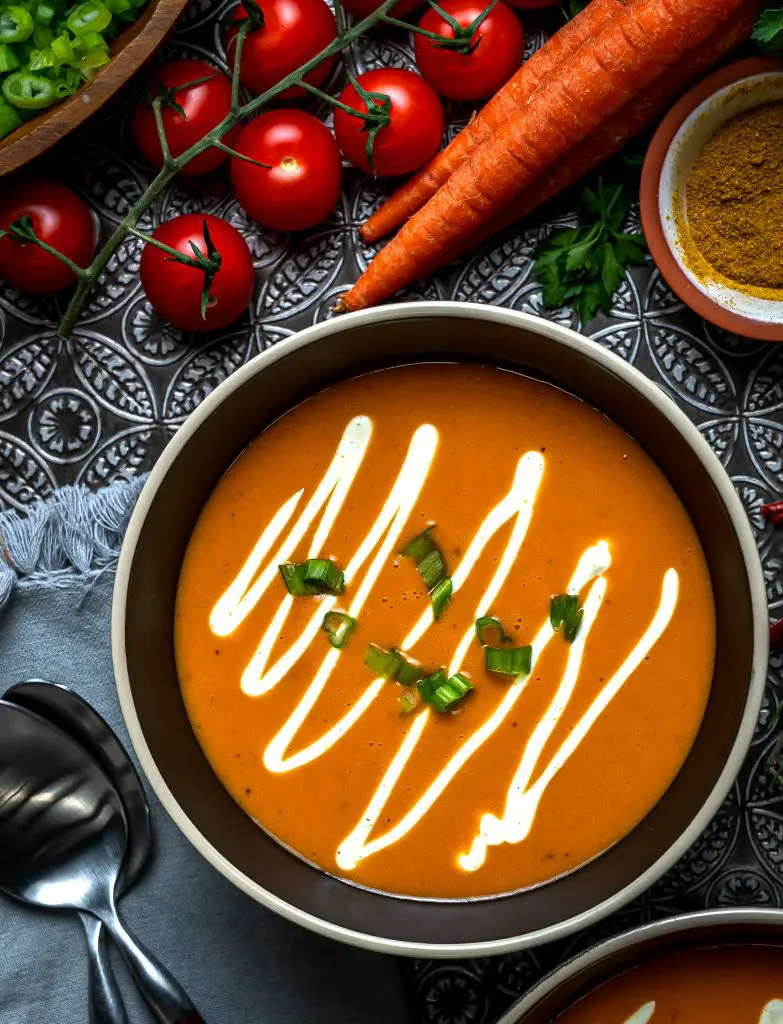 roasted curry carrot soup with yogurt sauce
