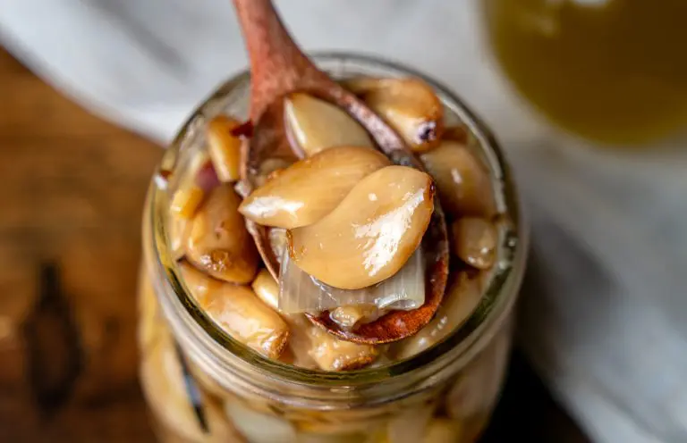Galic and shallot confit in a mason jar