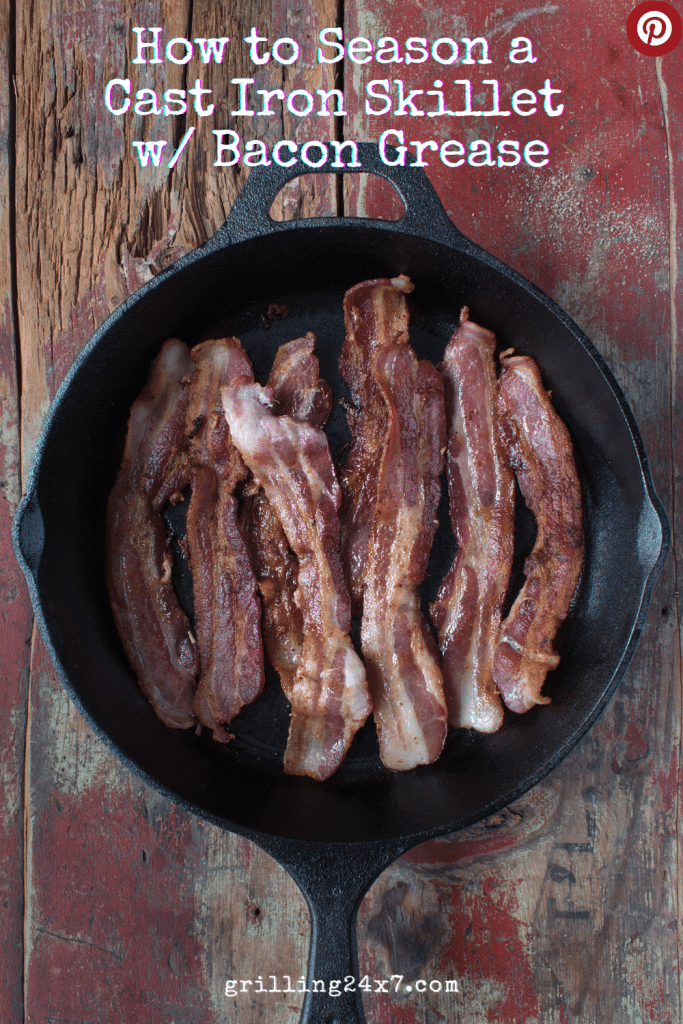 Seasoning a cast iron skillet with bacon grease