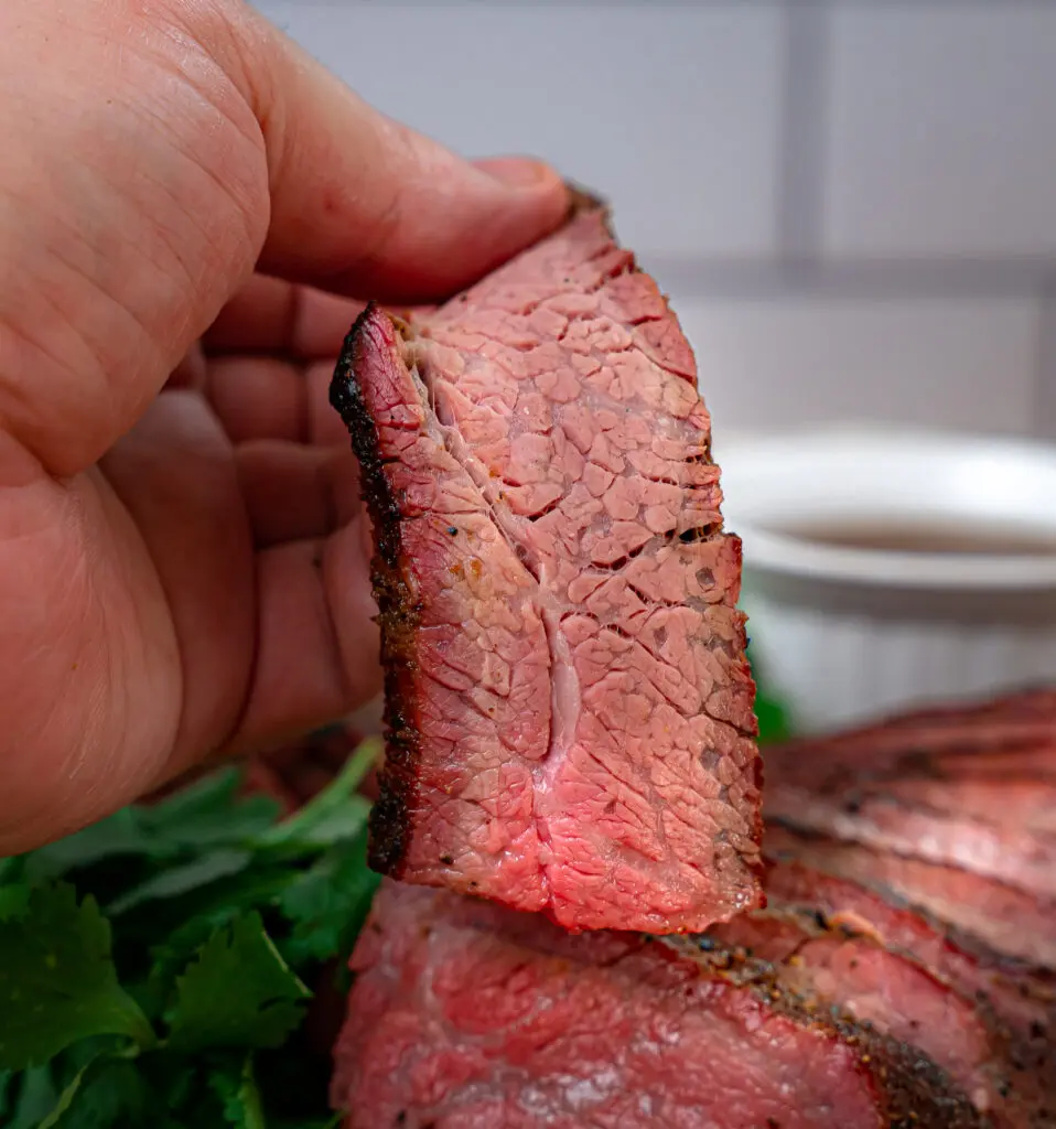 a single slice of smoked Tri Tip