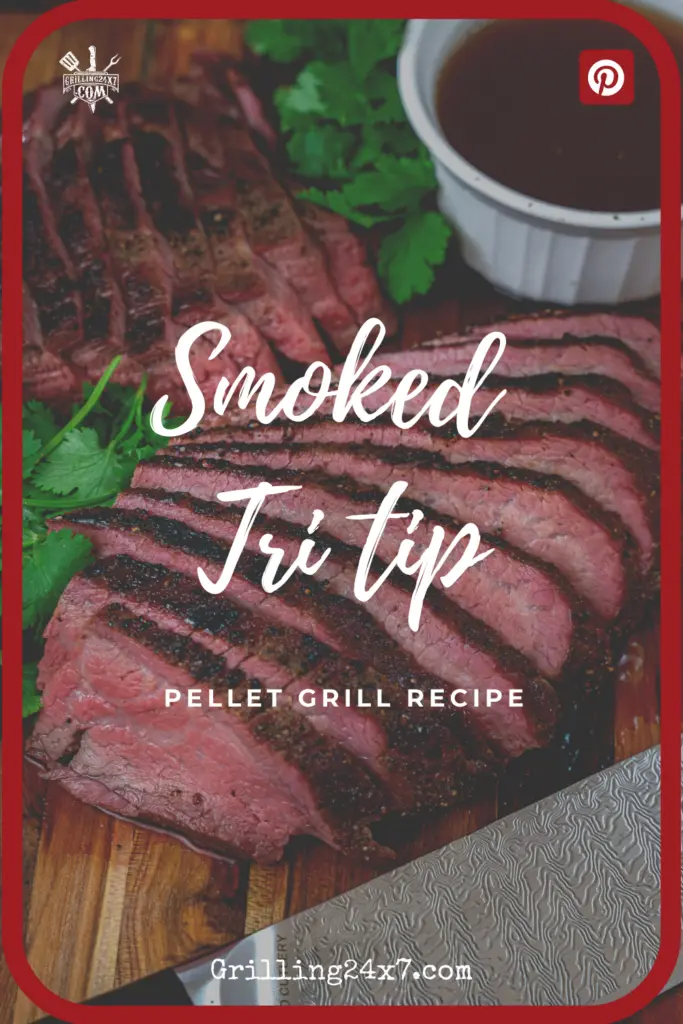 smoked Tri tip sliced and served with smoked au jus