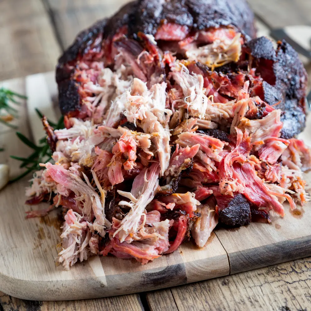 shredded pork shoulder with good bark