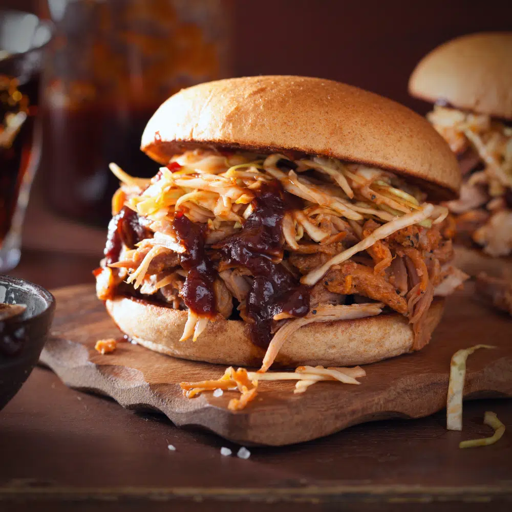 pulled pork sandwich with coleslaw