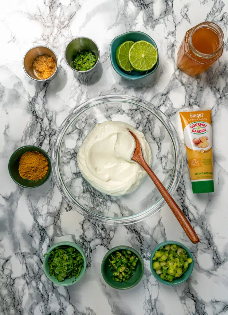 ingredients to make curry yogurt sauce