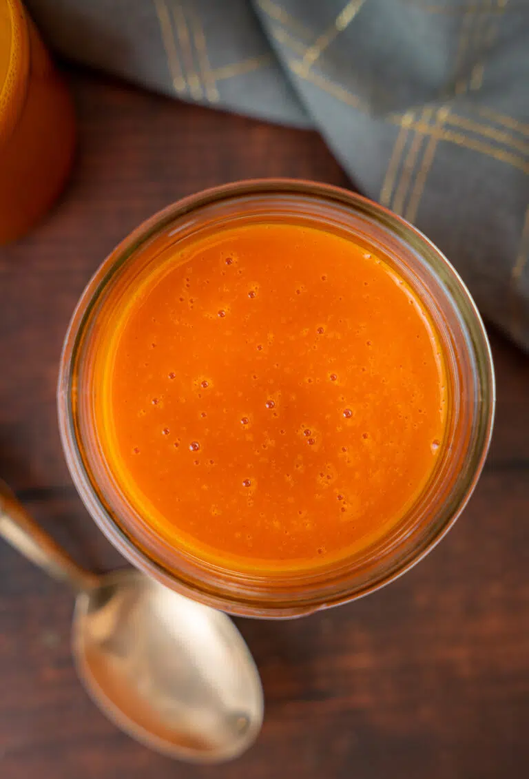 mason jar with buffalo sauce