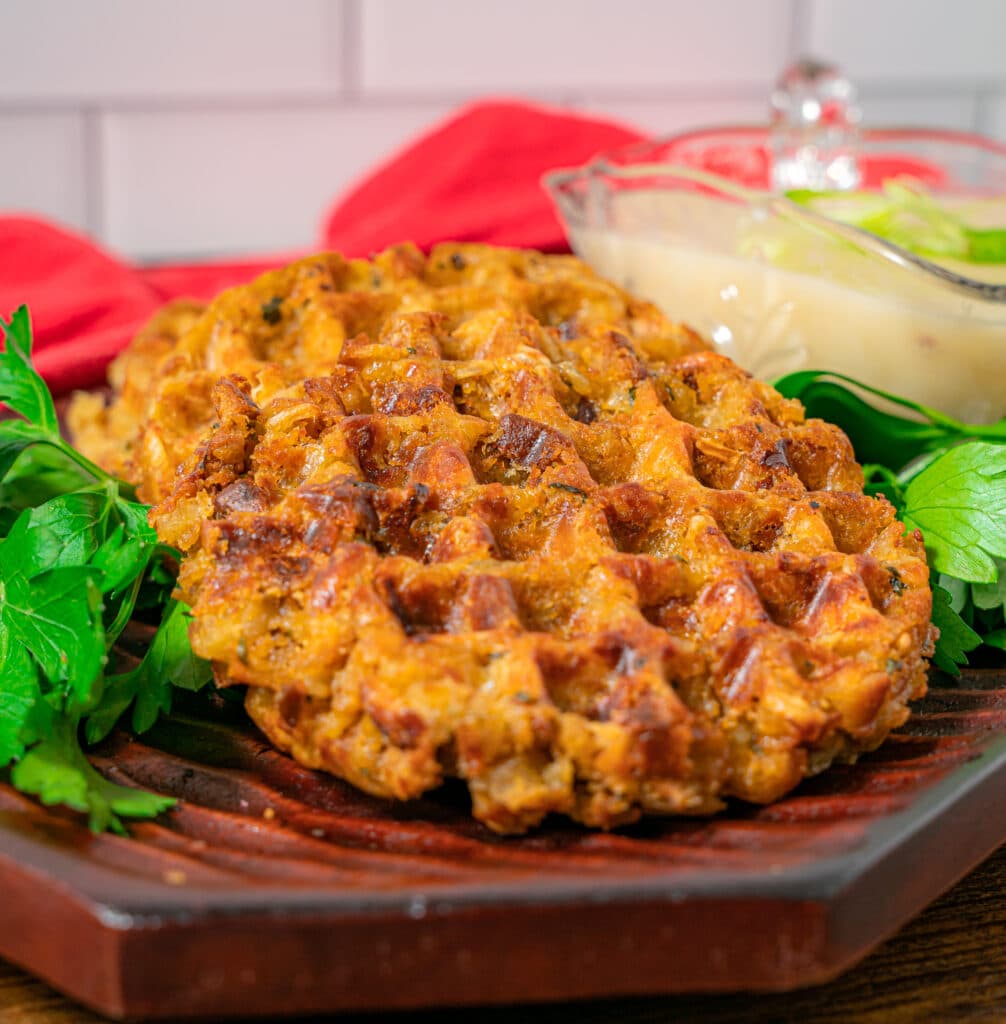 crispy waffle made with stove top stuffing 