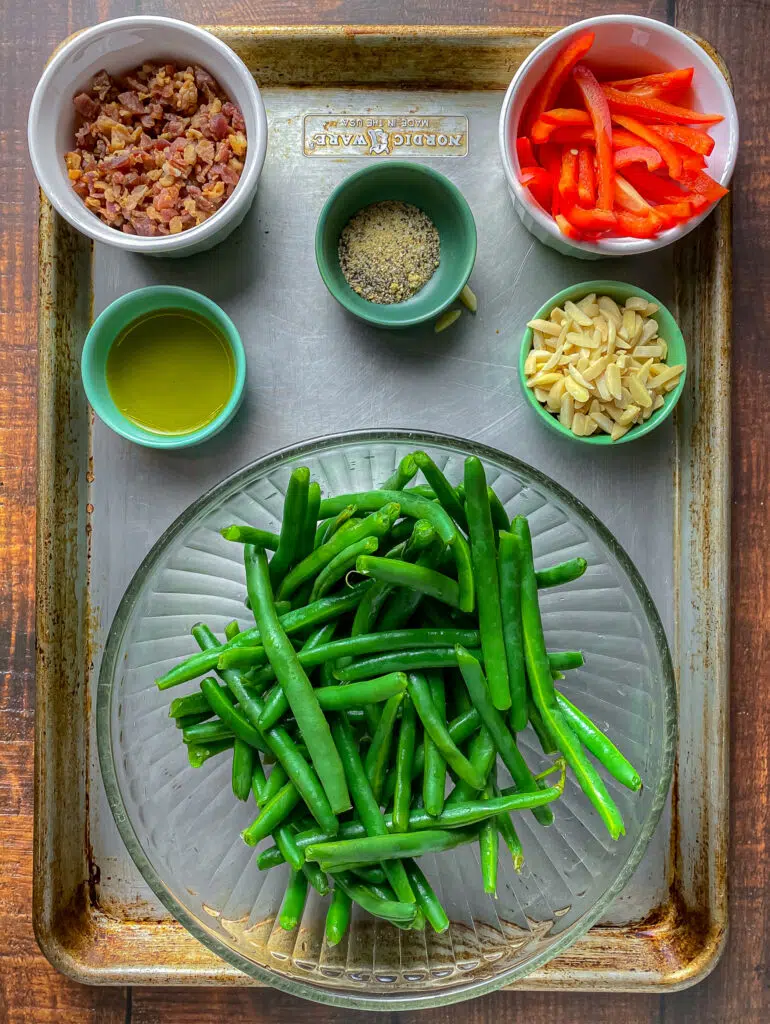 green beans with individual ingredients