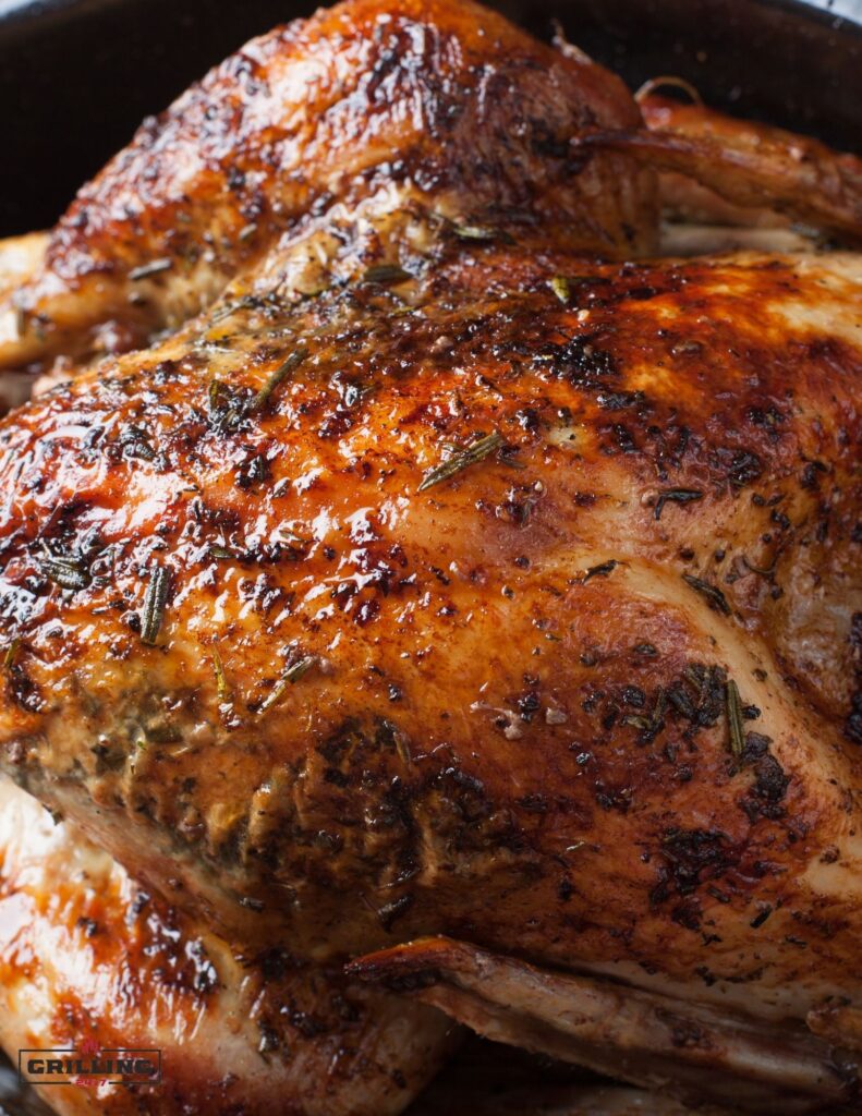 crispy skin turkey topped with compound butter