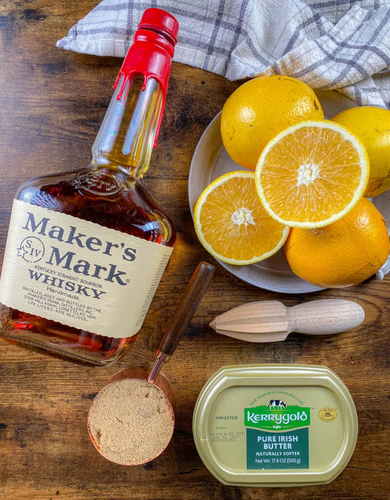 ingredients to make bourbon orange glaze