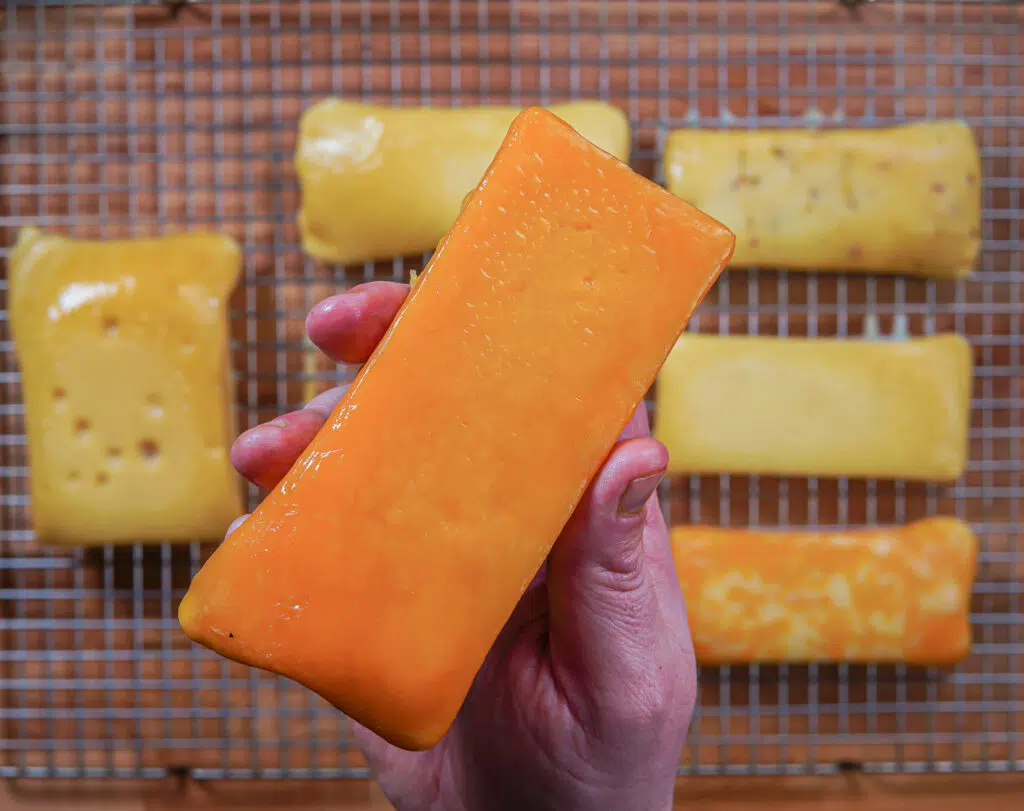 smoked block of cheddar cheese