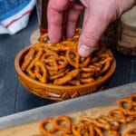 a bowl full of smoked pretzels