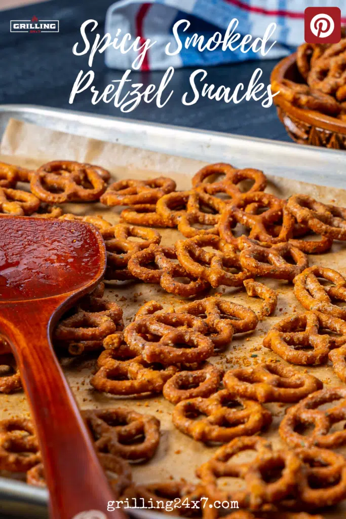 spicy smoked pretzels on a sheet pan
