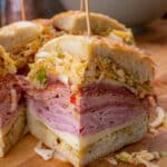 Sliced viral TikTok grinder sandwich on a cutting board