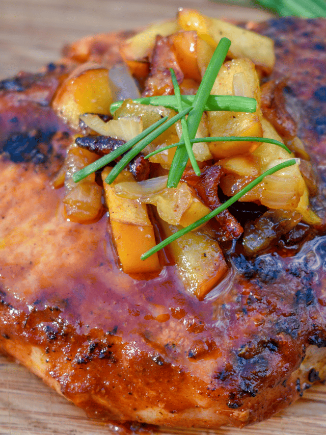 GRILLED PORK CHOPS WITH CARAMELIZED APPLES STORY