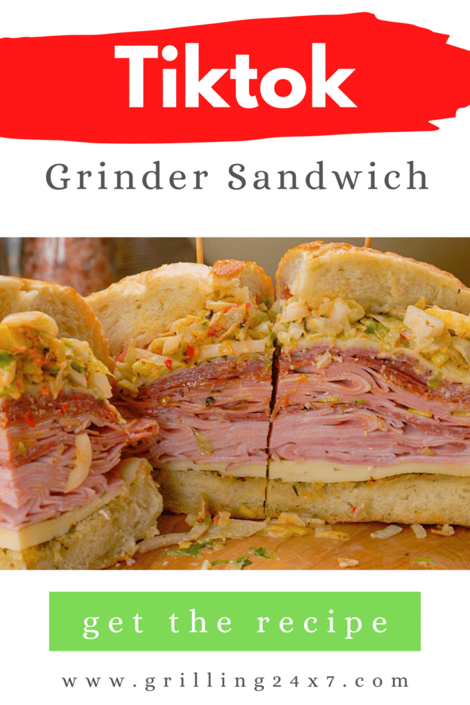 grinder salad sandwich sliced into wedges