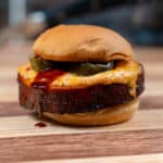 smoked bologna sandwich dripping with bbq sauce