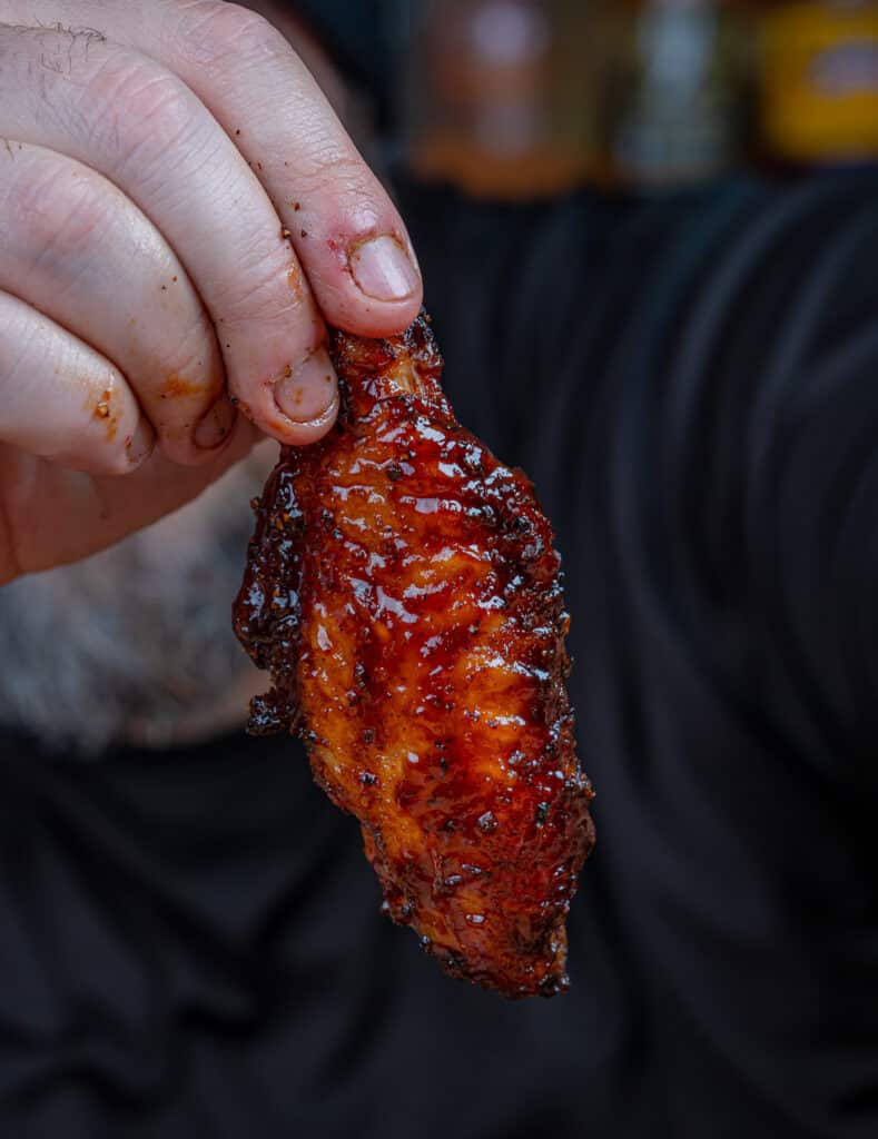 pellet grill smoked turkey wing flat with bbq sauce