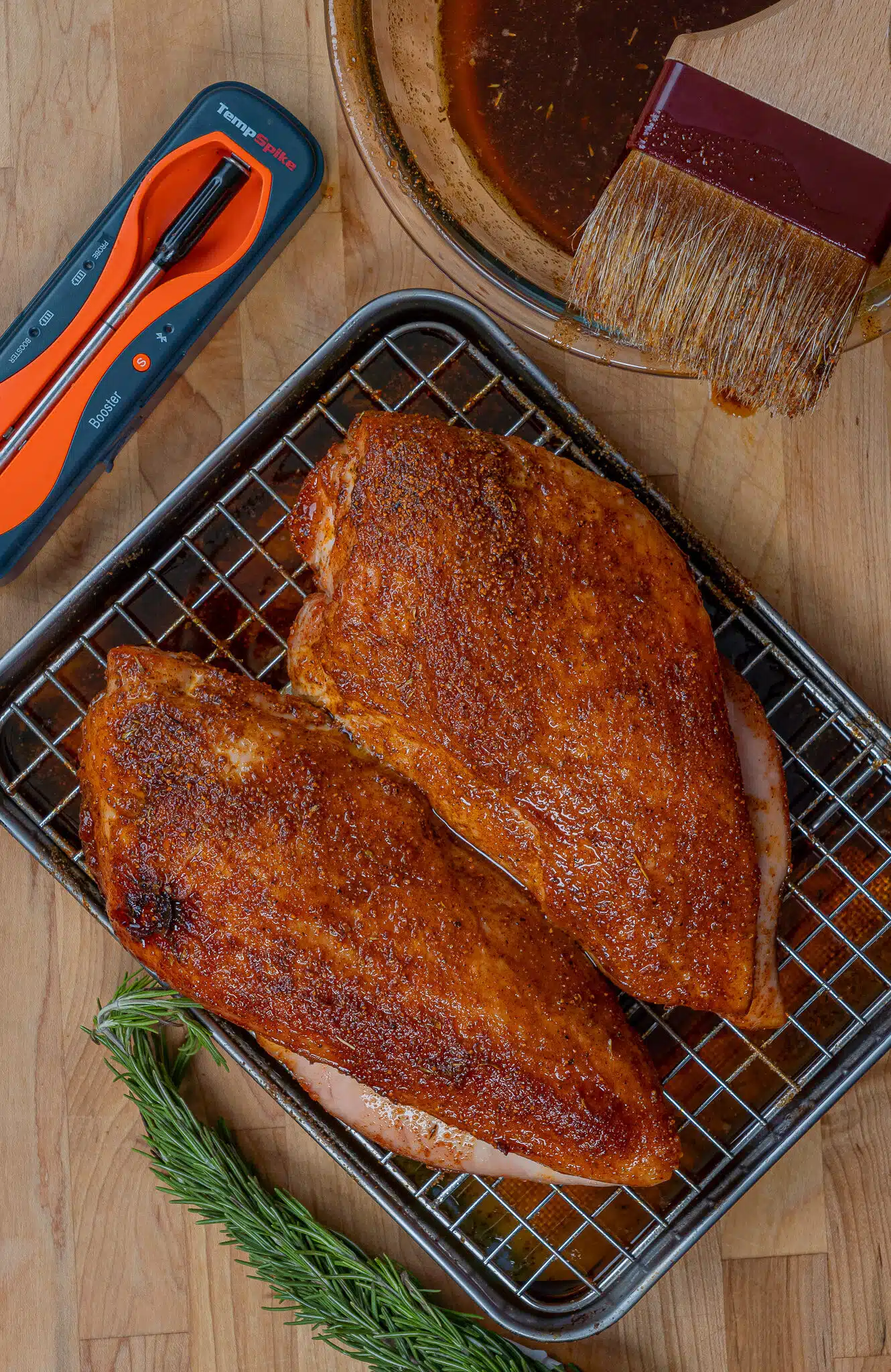Nashville turkey breast on a roasting rack