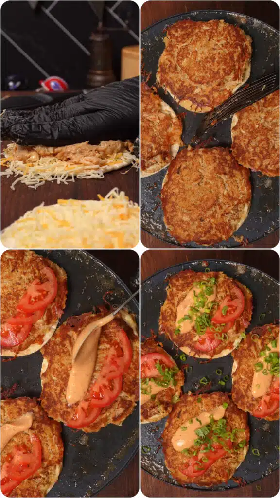 cooking the smash tacos on a non stick griddle